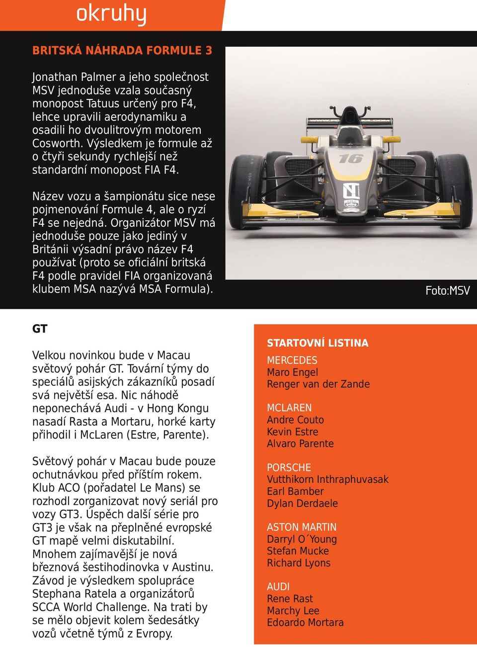 Organizátor MSV má jednoduše pouze jako jediný v Británii výsadní právo název F4 používat (proto se oficiální britská F4 podle pravidel FIA organizovaná klubem MSA nazývá MSA Formula).