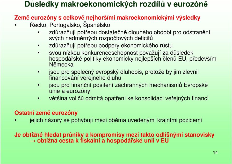 především Německa jsou pro společný evropský dluhopis, protože by jim zlevnil financování veřejného dluhu jsou pro finanční posílení záchranných mechanismů Evropské unie a eurozóny většina voličů