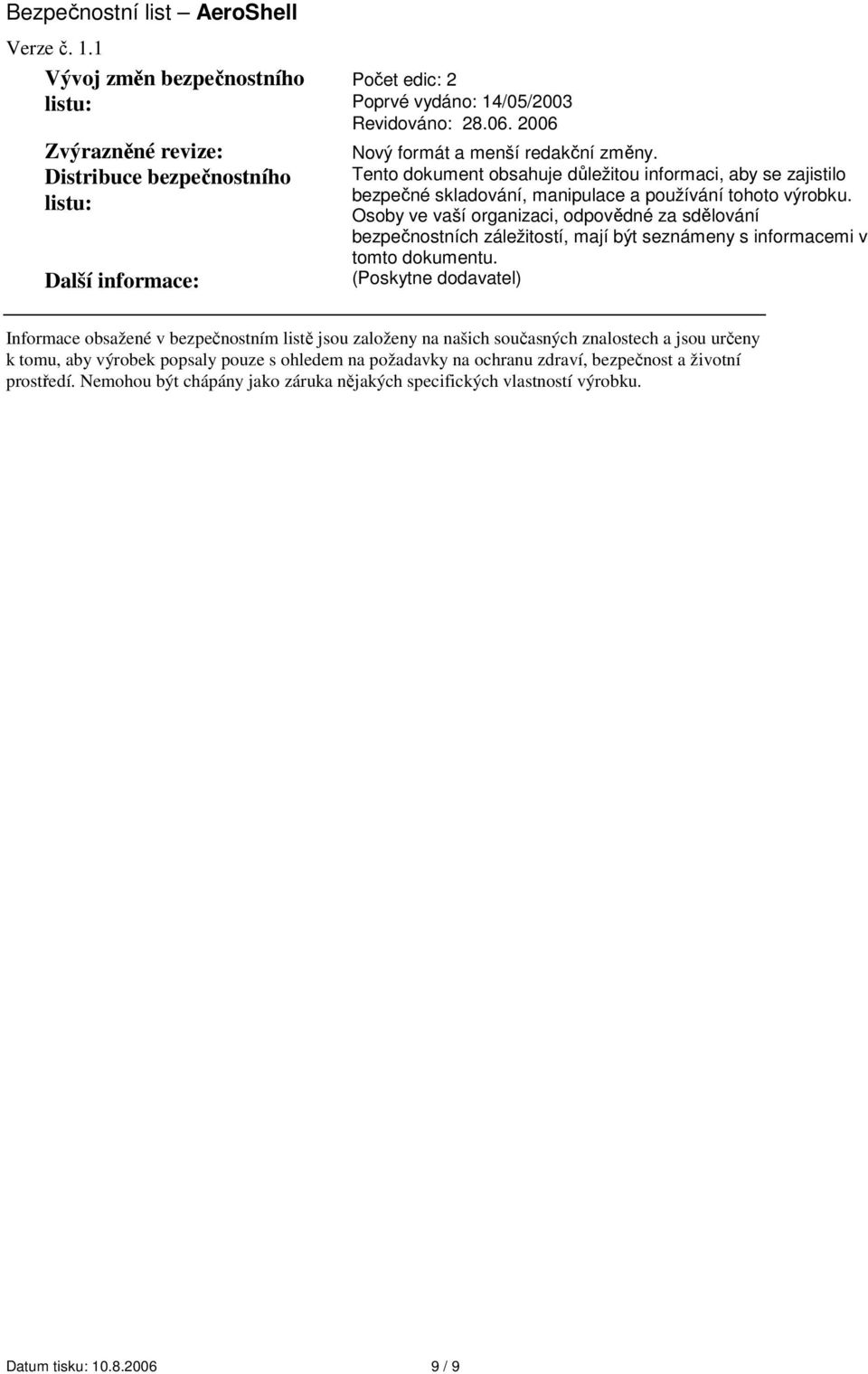 Osoby ve vaší organizaci, odpovědné za sdělování bezpečnostních záležitostí, mají být seznámeny s informacemi v tomto dokumentu.