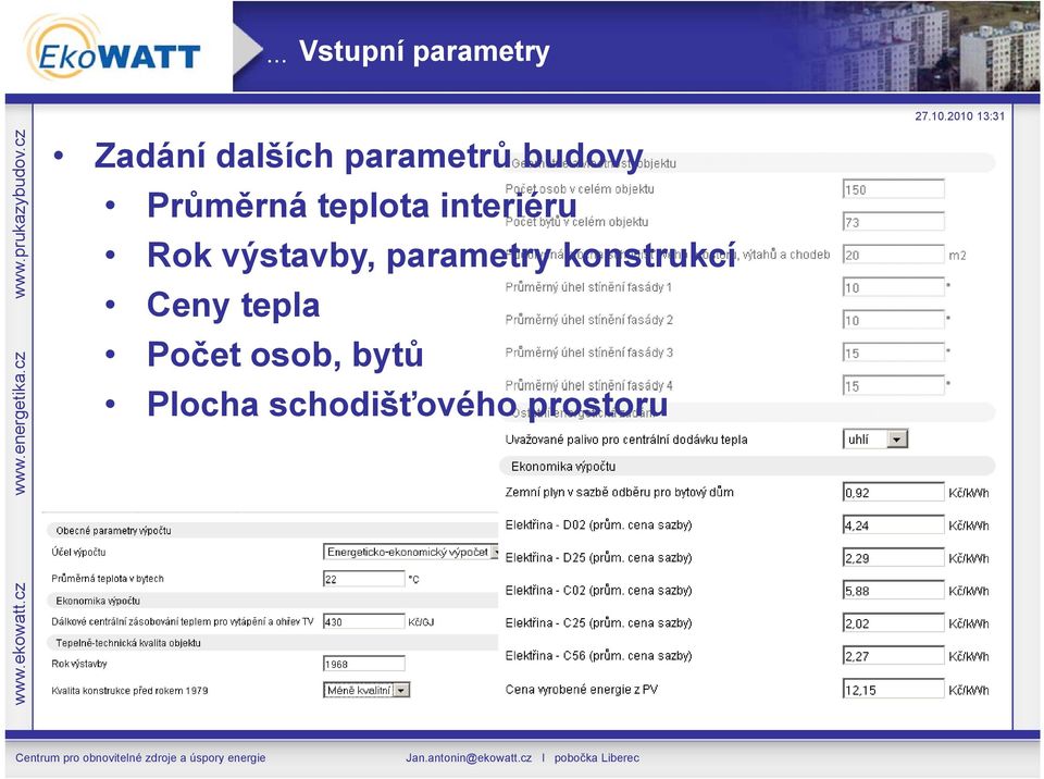 interiéru ié Rok výstavby, parametry