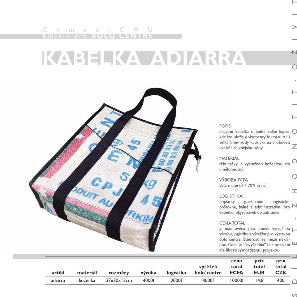 logistické, poštovné, balné a administrativní pro expedici objednávek do zahraničí CENA TOTAL je ustanovena jako součet výdajů za výrobu, logistiku a výtežku pro výstavbu bolo centre.