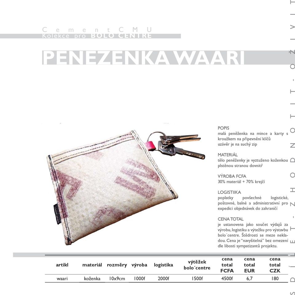 poštovné, balné a administrativní pro expedici objednávek do zahraničí CENA TOTAL je ustanovena jako součet výdajů za výrobu, logistiku a výtežku pro výstavbu bolo centre.