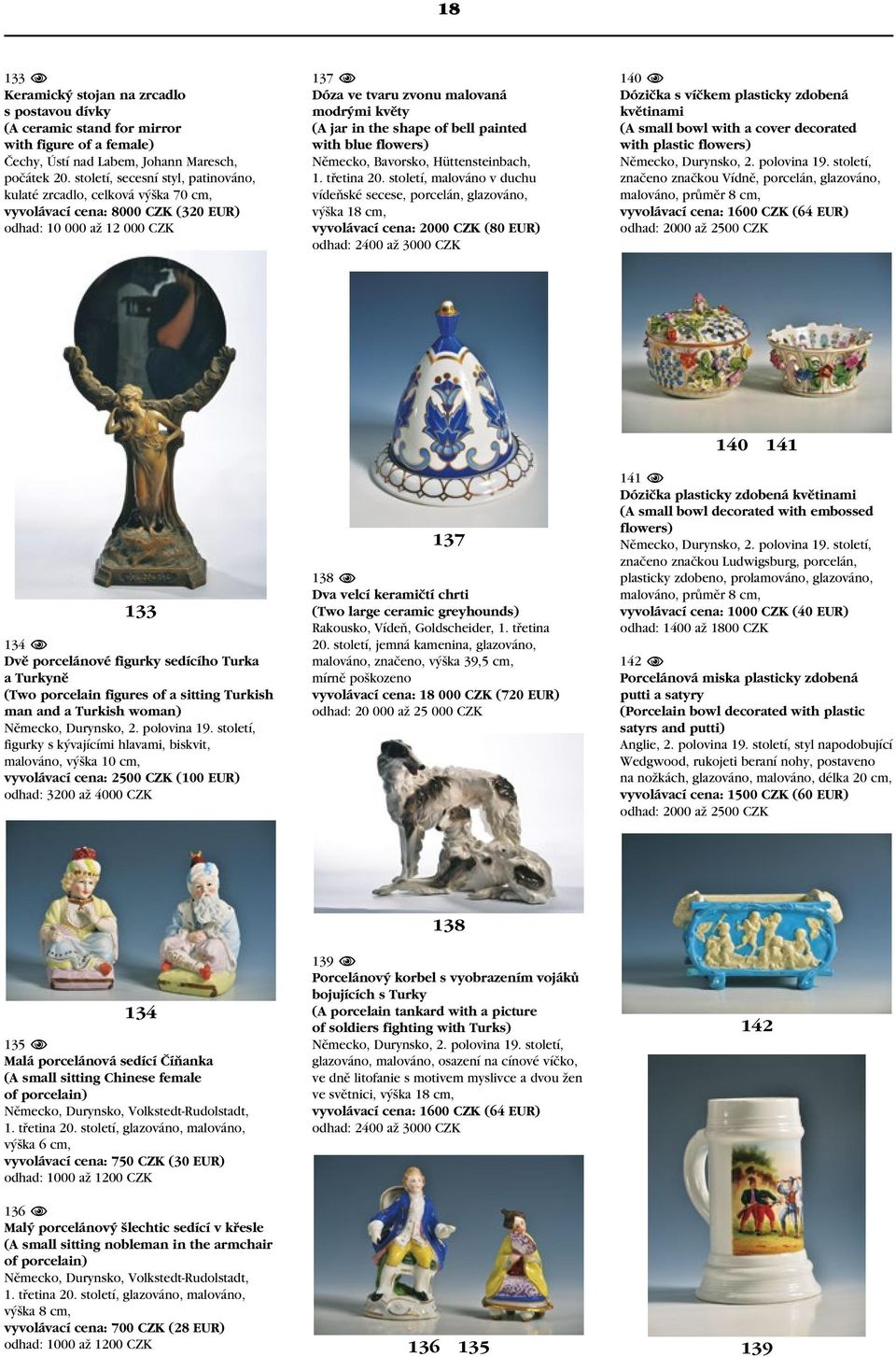 shape of bell painted with blue flowers) Německo, Bavorsko, Hüttensteinbach, 1. třetina 20.