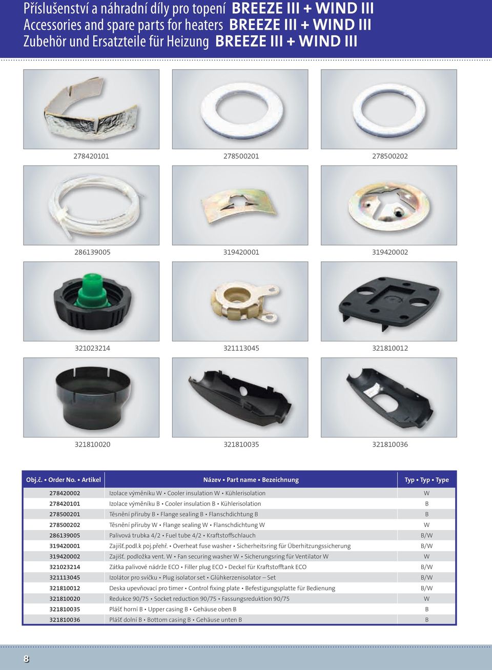 Artikel Název Part name Bezeichnung Typ Typ Type 278420002 Izolace výměníku W Cooler insulation W Kühlerisolation W 278420101 Izolace výměníku B Cooler insulation B Kühlerisolation B 278500201