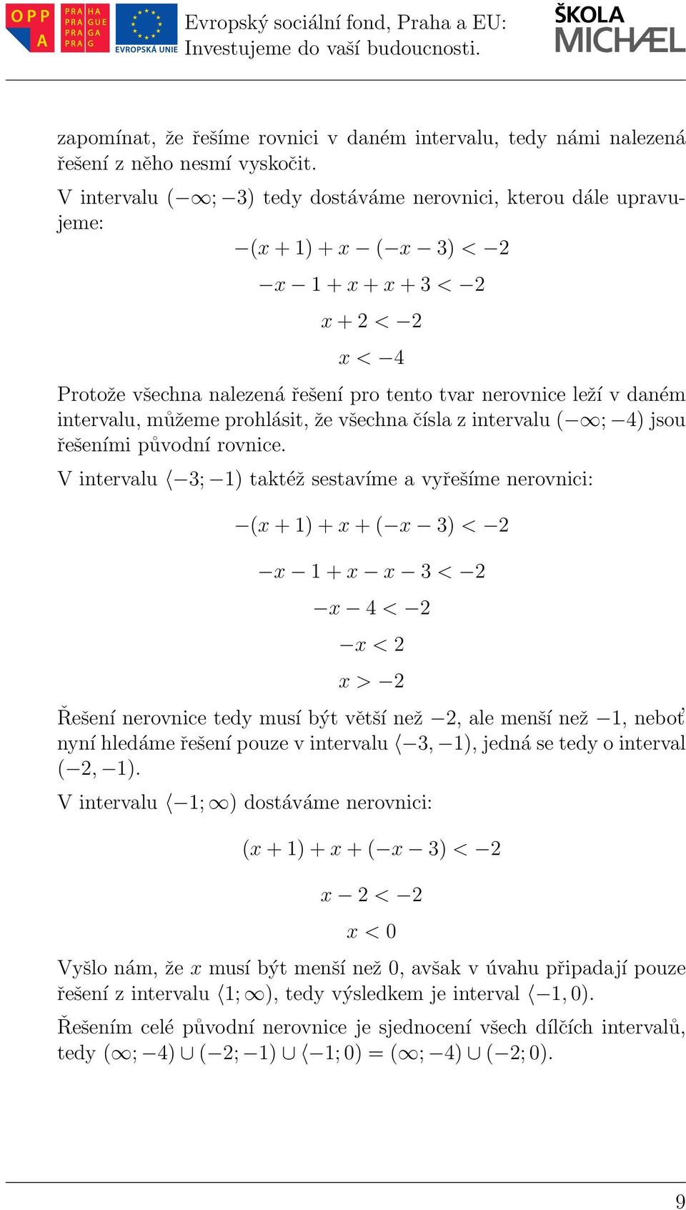 prohlásit, že všechna čísla z intervalu ( ; 4) jsou řešeními původní rovnice.