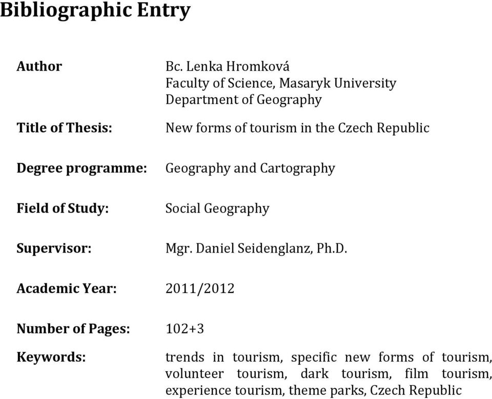 Geography and Cartography Social Geography Mgr. Da