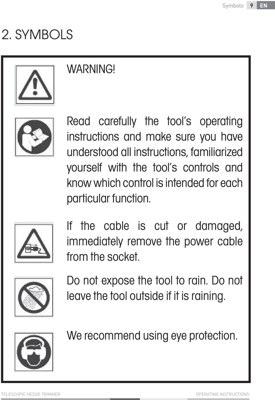 with the tool s controls and know which control is intended for each particular function.