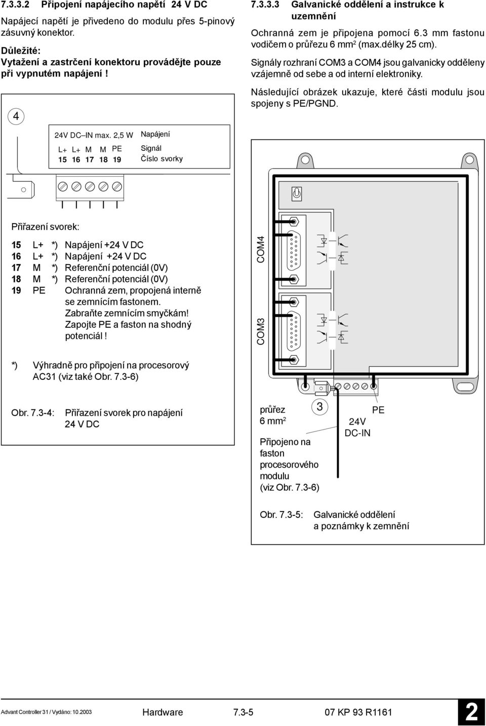 Následující obrázek ukazuje, které části modulu jsou spojeny s PE/PGND. 4V DC IN max.