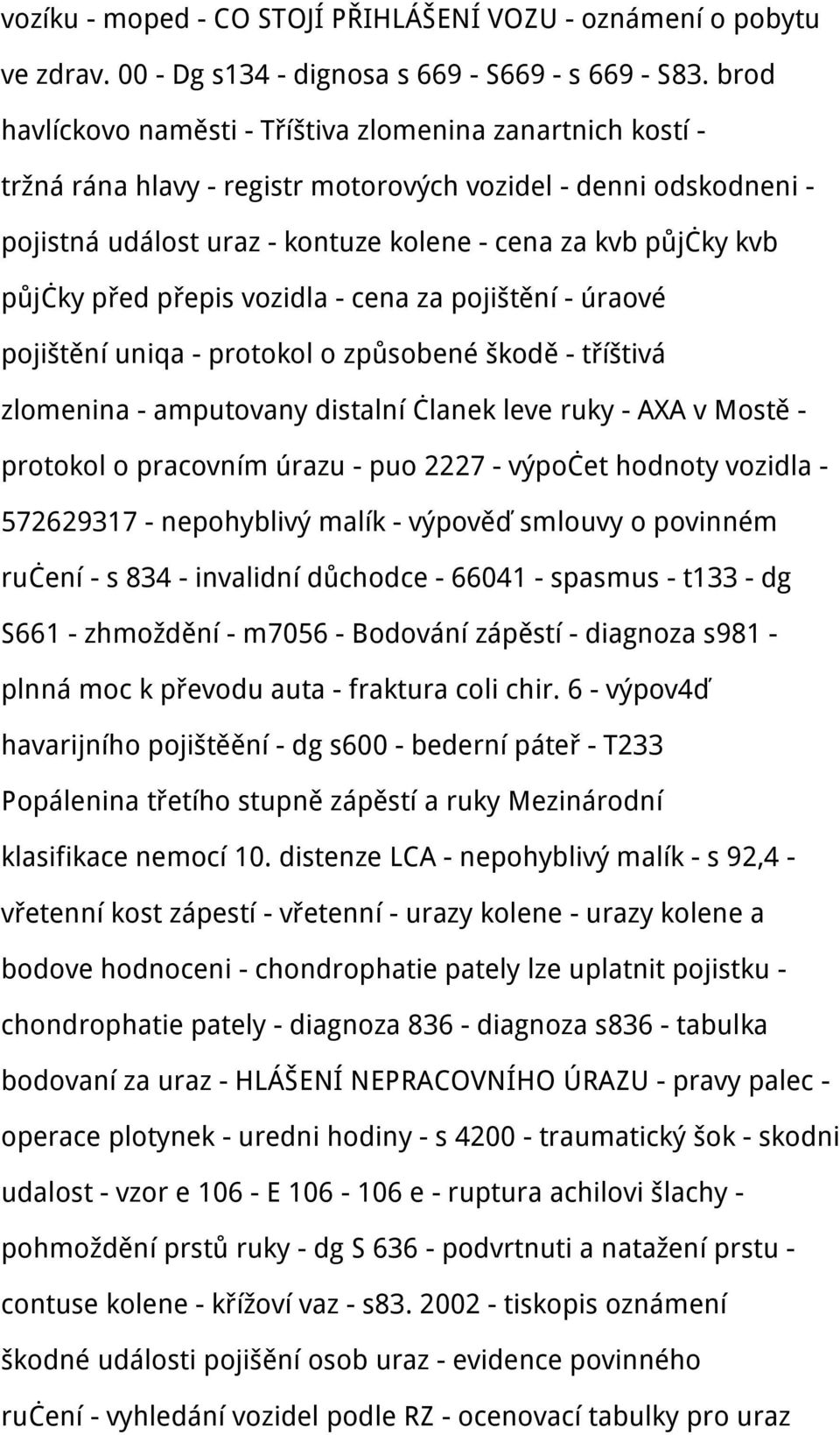 půjčky před přepis vozidla - cena za pojištění - úraové pojištění uniqa - protokol o způsobené škodě - tříštivá zlomenina - amputovany distalní članek leve ruky - AXA v Mostě - protokol o pracovním