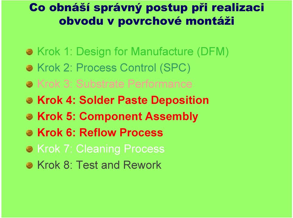 Substrate Performance Krok 4: Solder Paste Deposition Krok 5: Component