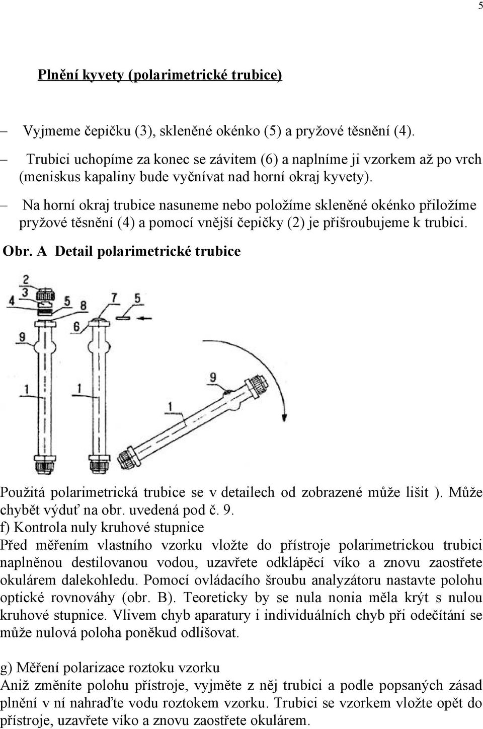 Na hrní kraj trubice nasuneme neb plžíme skleněné kénk přilžíme pryžvé těsnění (4) a pmcí vnější čepičky (2) je přišrubujeme k trubici. Obr.