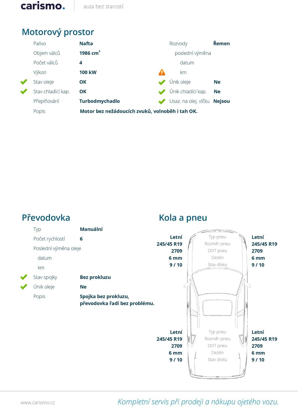 víčku jsou Motor bez nežádoucích zvuků, volnoběh i tah.