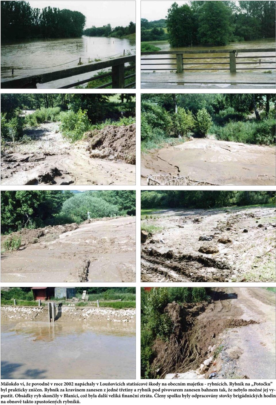 Rybník za kravínem zanesen z jedné třetiny a rybník pod pivovarem zanesen bahnem tak, že nebylo možné jej