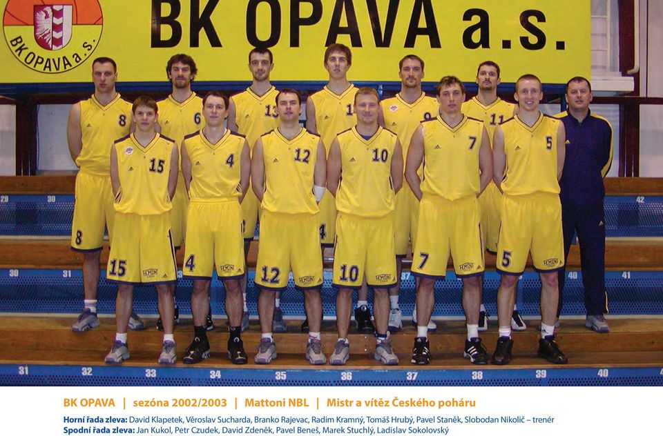 Tomáš Hrubý, Pavel Staněk, Slobodan Nikolič trenér Spodní řada zleva: Jan