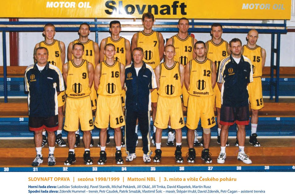 Michal Pekárek, Jiří Okáč, Jiří Trnka, David Klapetek, Martin Rusz Spodní řada zleva: