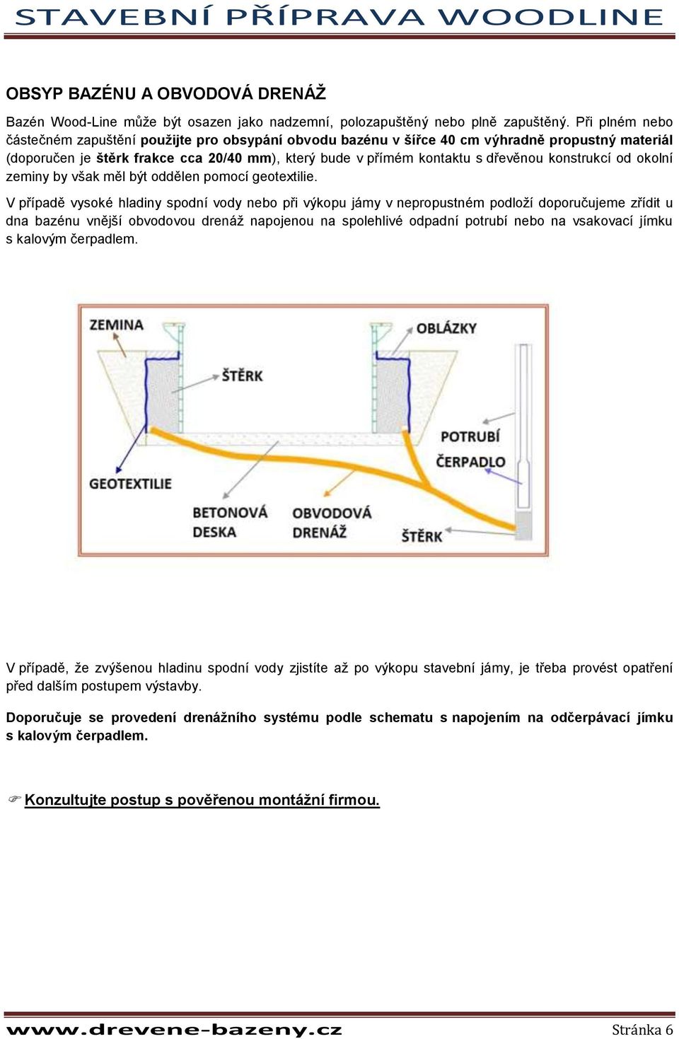 konstrukcí od okolní zeminy by však měl být oddělen pomocí geotextilie.