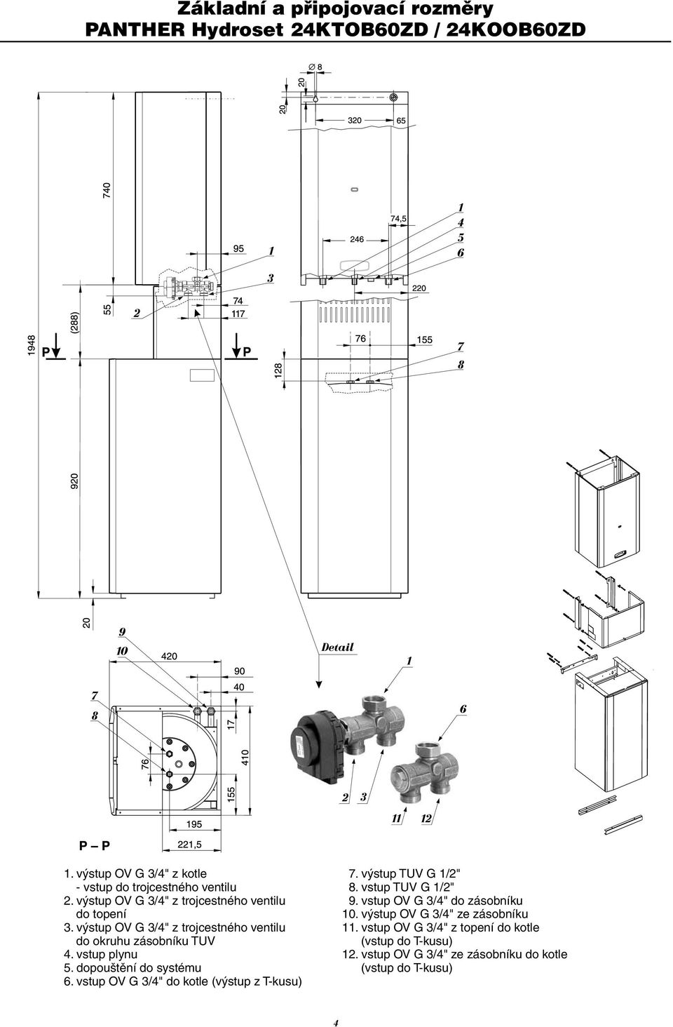 výstup OV G 3/4" z trojcestného ventilu do topení 3.