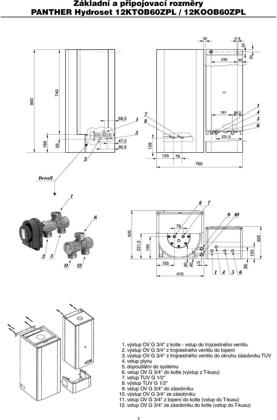 výstup OV G 3/4" z trojcestného ventilu do topení 3.