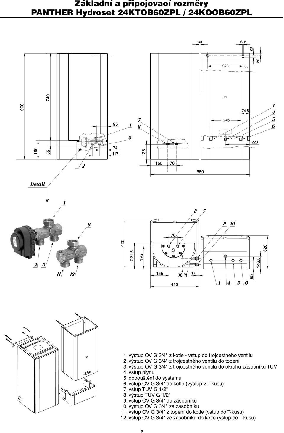 výstup OV G 3/4" z trojcestného ventilu do topení 3.