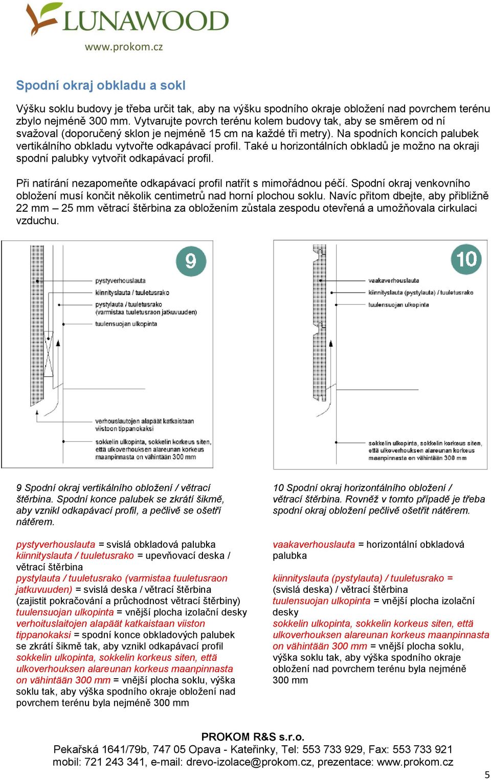 Na spodních koncích palubek vertikálního obkladu vytvořte odkapávací profil. Také u horizontálních obkladů je možno na okraji spodní palubky vytvořit odkapávací profil.