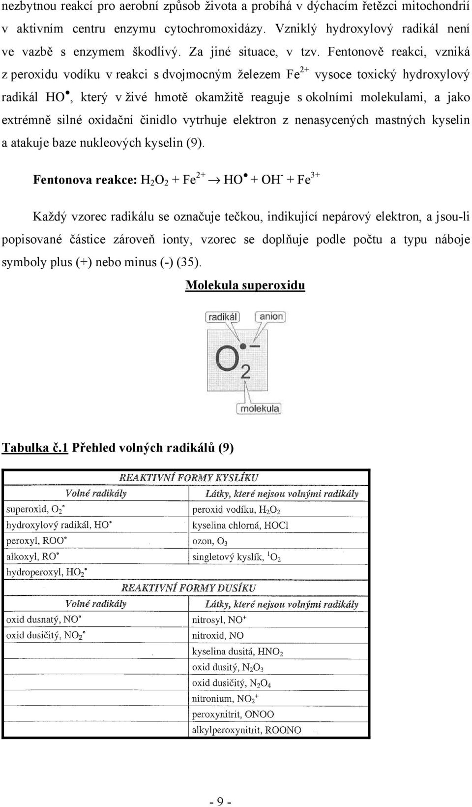 Fentonově reakci, vzniká z peroxidu vodíku v reakci s dvojmocným železem Fe 2+ vysoce toxický hydroxylový radikál HO, který v živé hmotě okamžitě reaguje s okolními molekulami, a jako extrémně silné