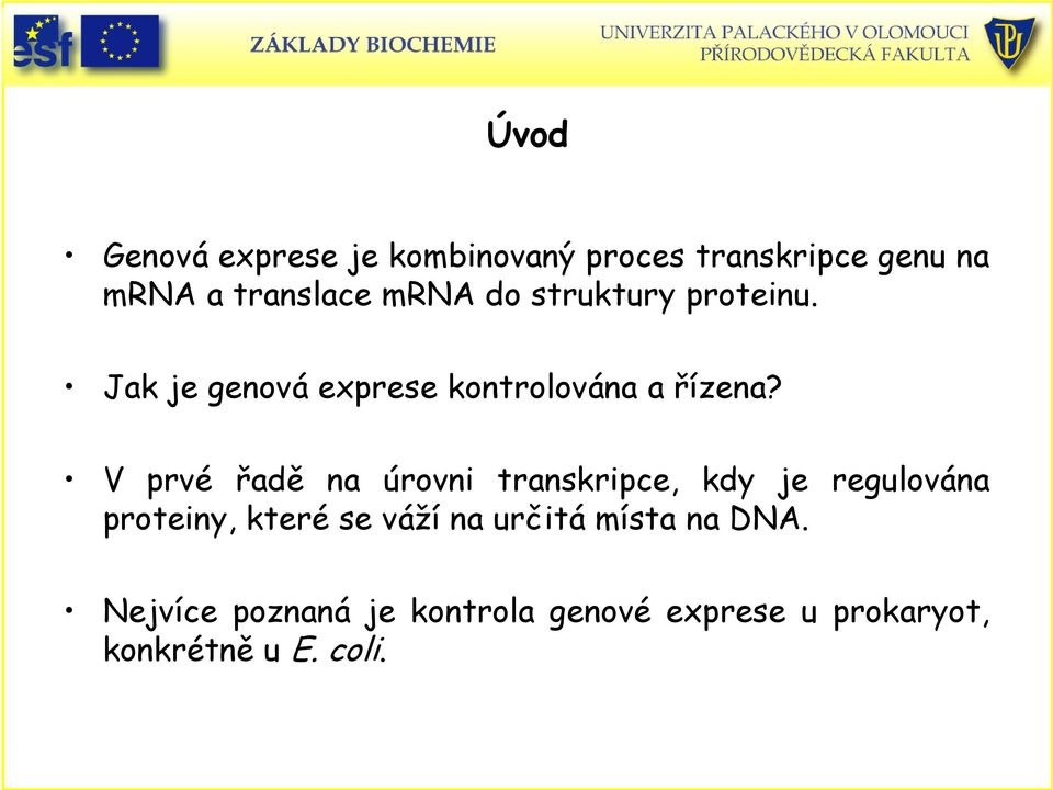 V prvé řadě na úrovni transkripce, kdy je regulována proteiny, které se váží na