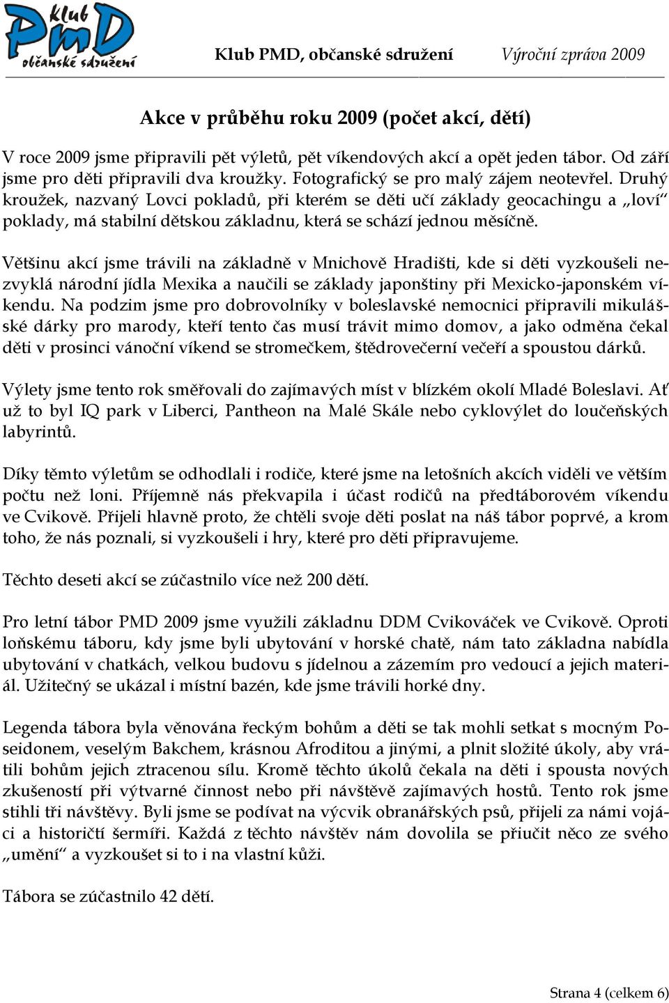 Většinu akcí jsme trávili na základně v Mnichově Hradišti, kde si děti vyzkoušeli nezvyklá národní jídla Mexika a naučili se základy japonštiny při Mexicko-japonském víkendu.