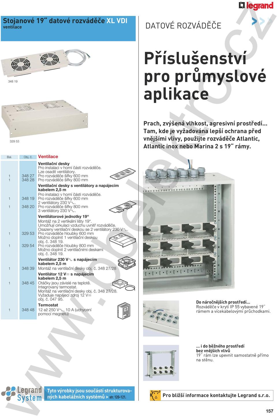 1 348 19 Pro rozvád e ší ky 600 mm 2 ventilátory 230 V±. 1 348 20 Pro rozvád e ší ky 800 mm 3 ventilátory 230 V±. Ventilátorové jednotky 19 Montáž na 2 vertikální lišty 19.