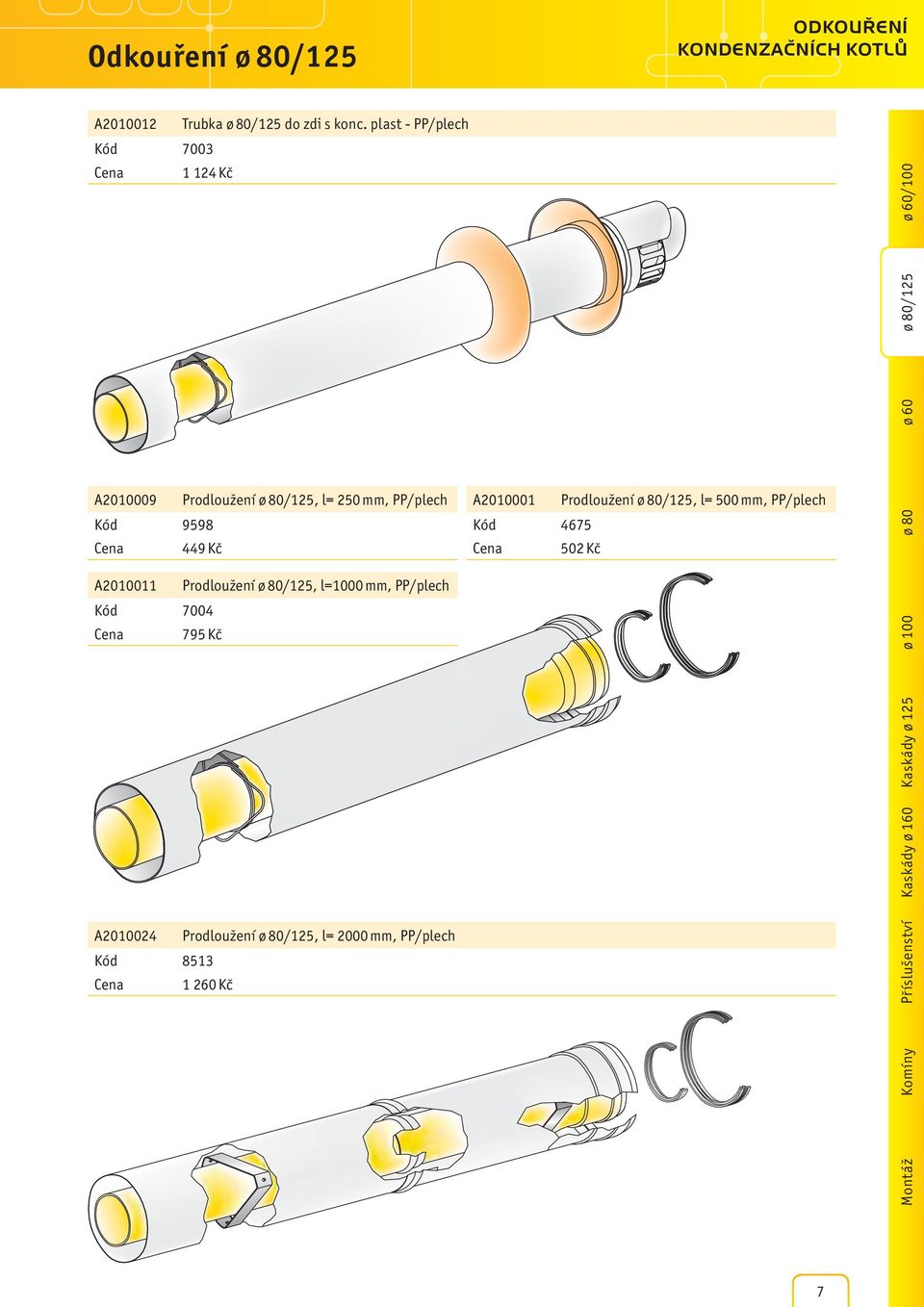 l= 500 mm, PP/plech Kód 9598 Kód 4675 449 Kč 502 Kč A2010011 Prodloužení ø 80/125, l=1000 mm, PP/plech Kód 7004 795 Kč