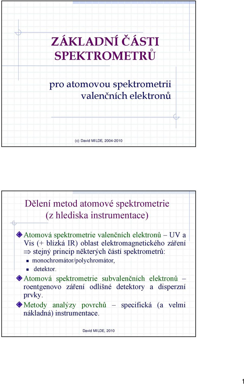 stejný princip některých částí spektrometrů: monochromátor/polychromátor, detektor.