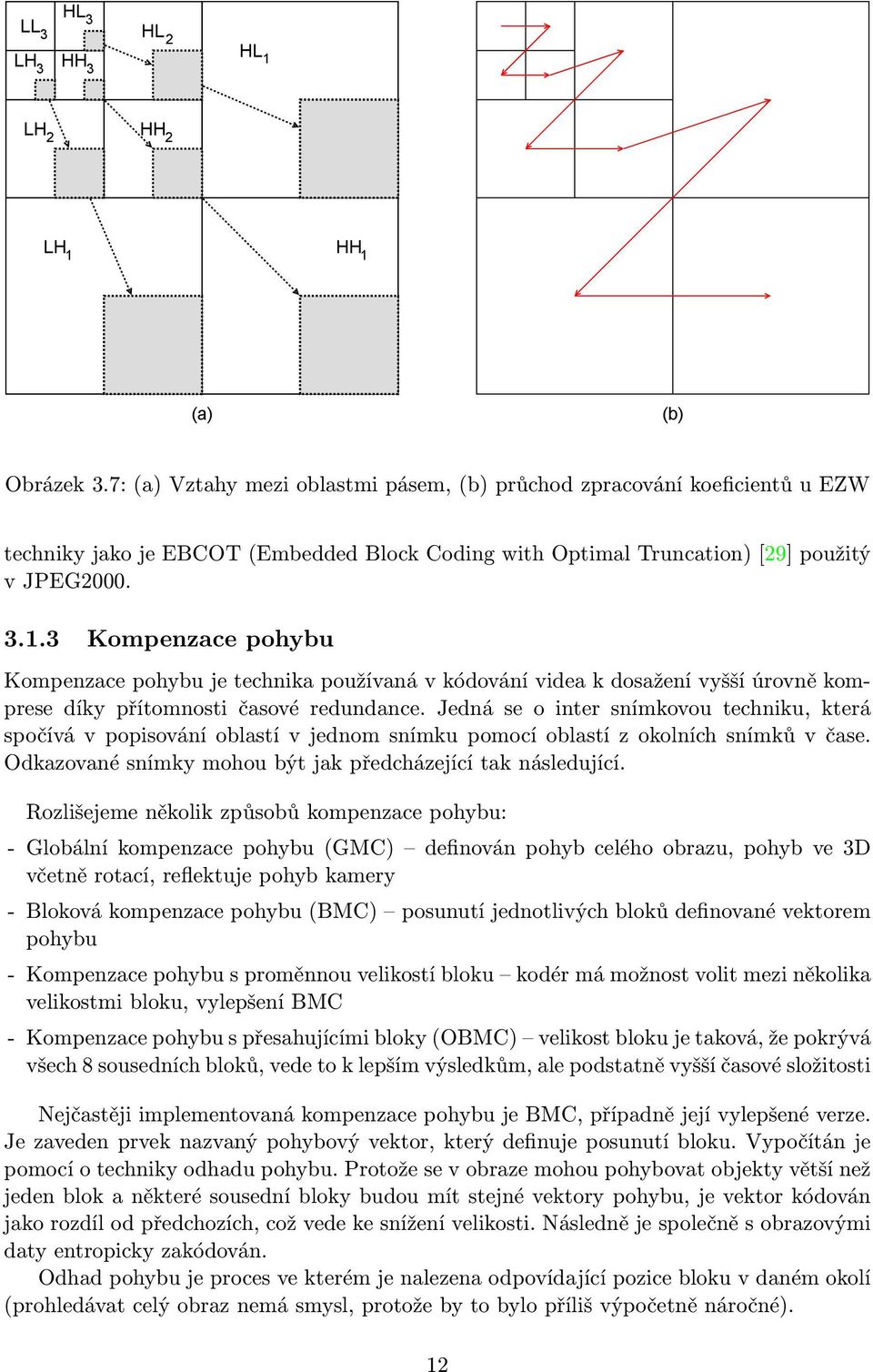 3 Kompenzace pohybu Kompenzace pohybu je technika používaná v kódování videa k dosažení vyšší úrovně komprese díky přítomnosti časové redundance.