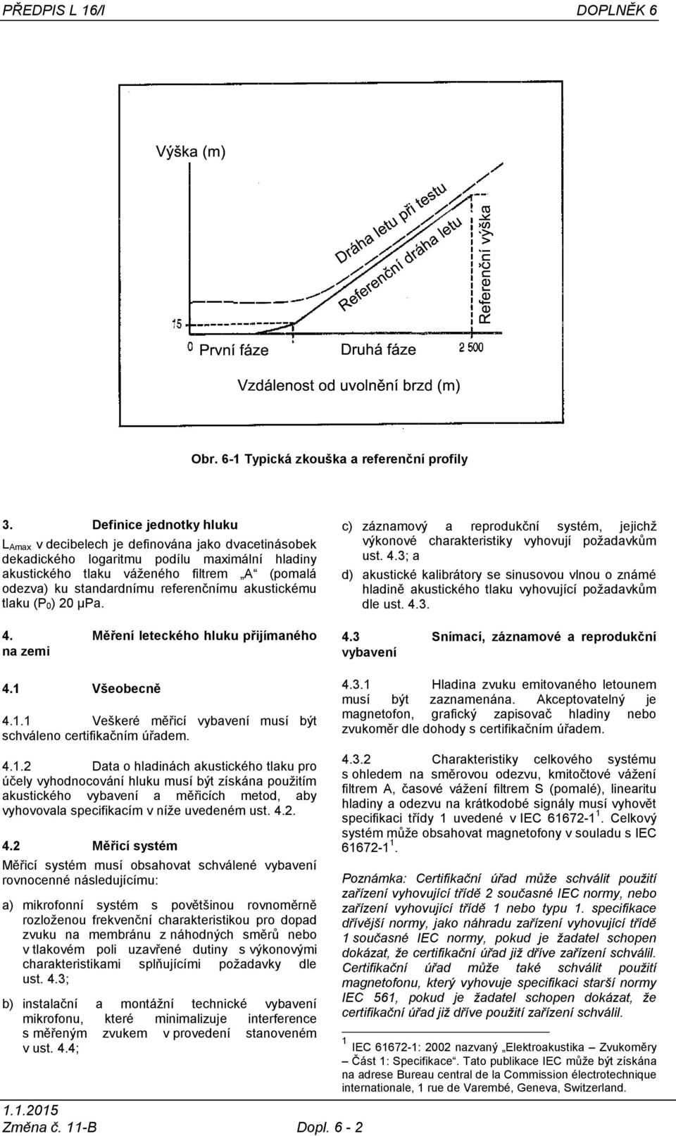 referenčnímu akustickému tlaku (P 0) 20 μpa. 4. Měření leteckého hluku přijímaného na zemi 4.1 Všeobecně 4.1.1 Veškeré měřicí vybavení musí být schváleno certifikačním úřadem.