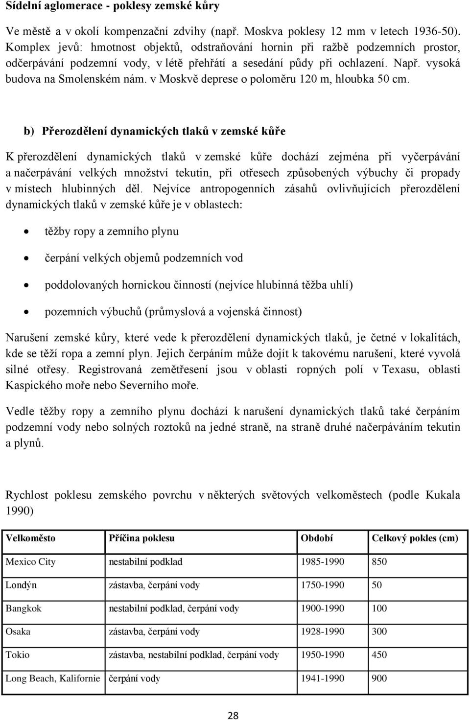 v Moskvě deprese o poloměru 120 m, hloubka 50 cm.