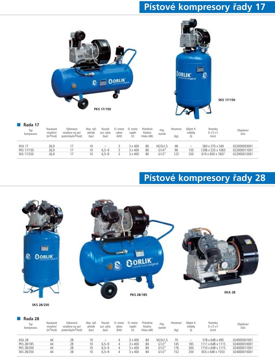 kompresory řady 2 PKS 2/15 EKA 2 SKS 2/2 Řada 2 EKA 2 PKS 2/15 PKS 2/ SKS 2/2 2 2 2 2 6,5 6,5 6,5 M22x G1/2 G1/2