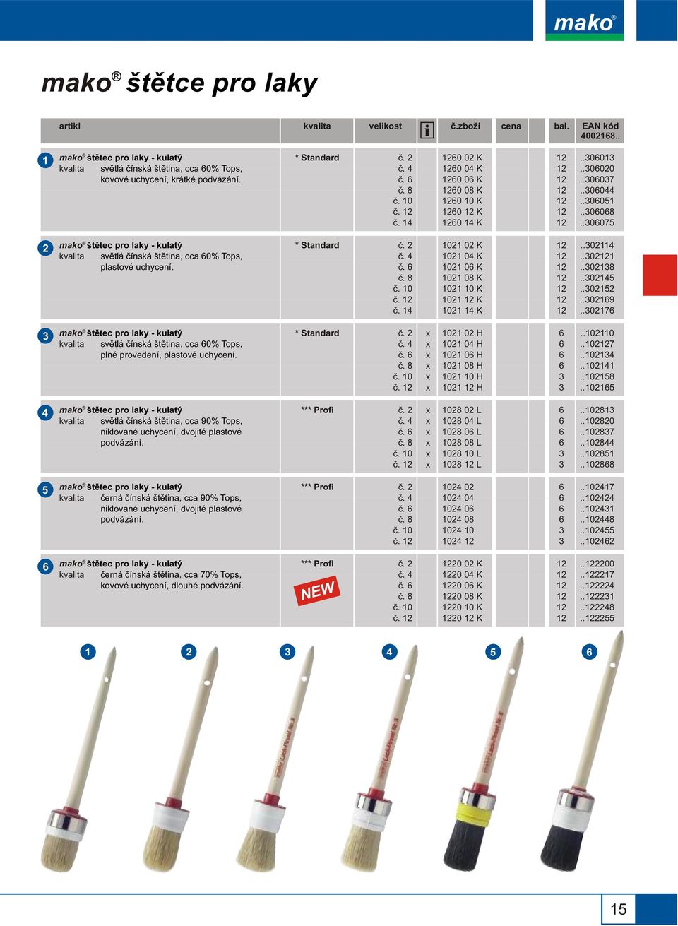 .07 štìtec pro laky - kulatý svìtlá èínská štìtina, cca 0% Tops, plné provedení, plastové uchycení. è. è. è. è. 0 è. 0 0 H 0 0 H 0 0 H 0 08 