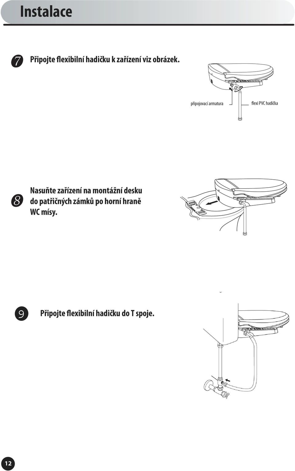 připojovací armatura flexi PVC hadička Nasuňte zařízení