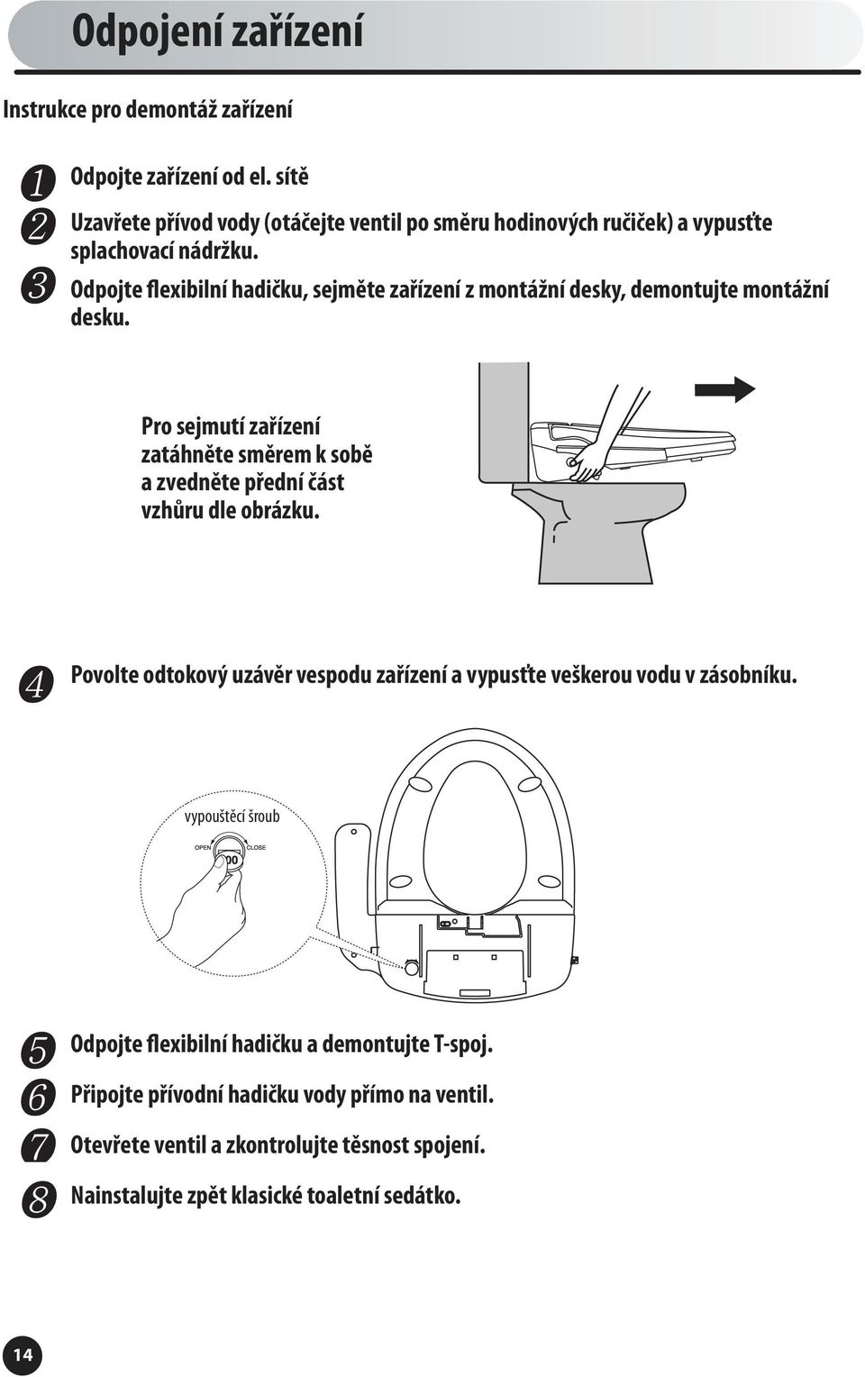 Odpojte flexibilní hadičku, sejměte zařízení z montážní desky, demontujte montážní desku.