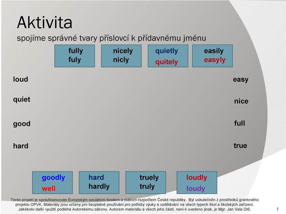 Materiály jsou určeny pro bezplatné používání pro potřeby výuky a vzdělávání na všech typech škol a školských zařízení.