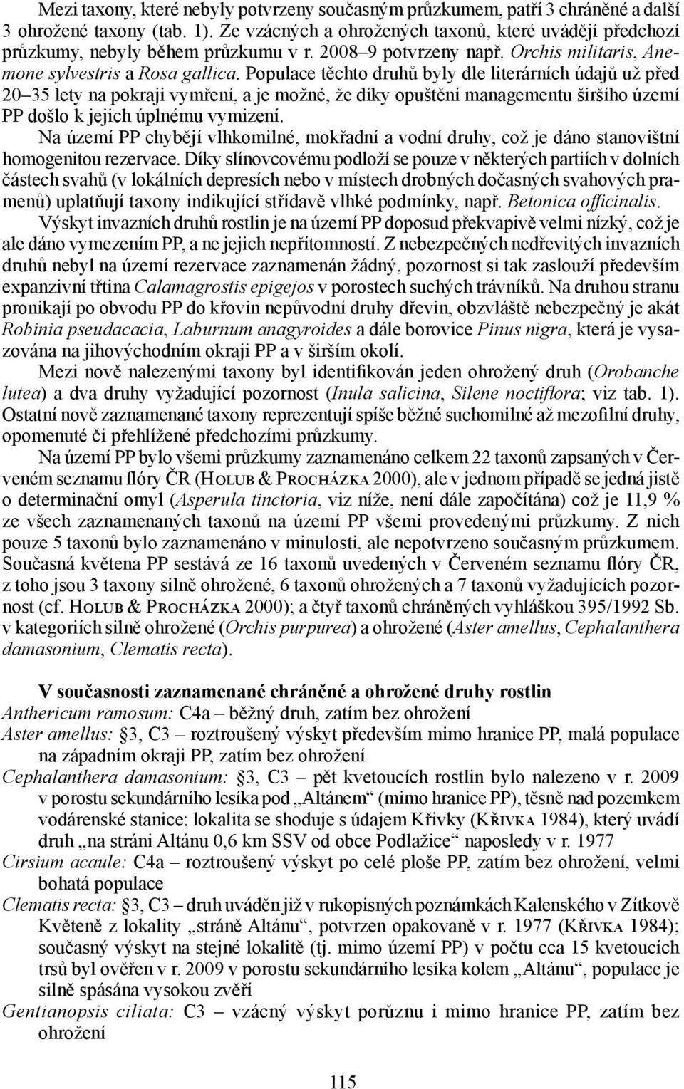 Populace těchto druhů byly dle literárních údajů už před 2 35 lety na pokraji vymření, a je možné, že díky opuštění managementu širšího území PP došlo k jejich úplnému vymizení.