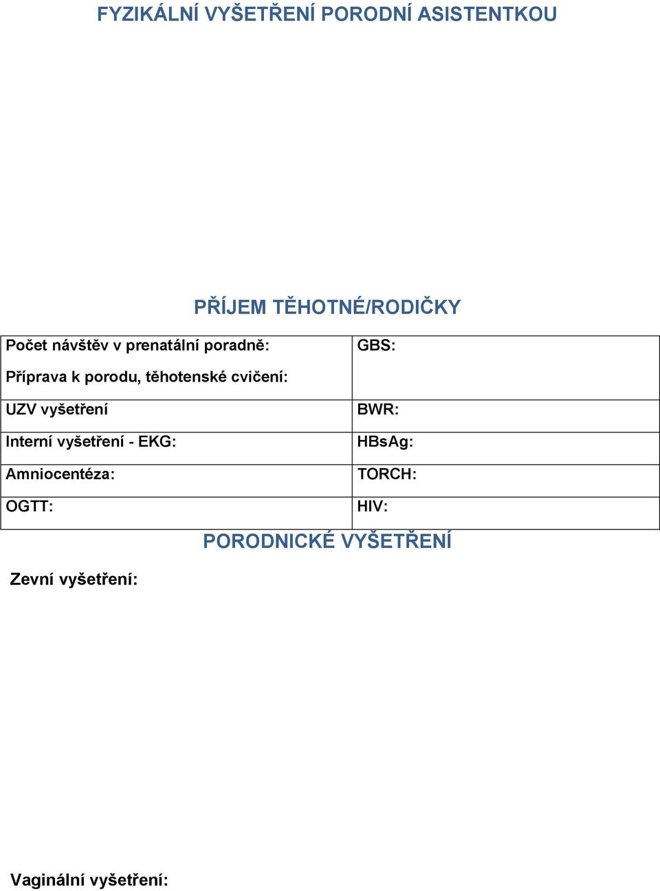 cvičení: UZV vyšetření Interní vyšetření - EKG: Amniocentéza: OGTT: