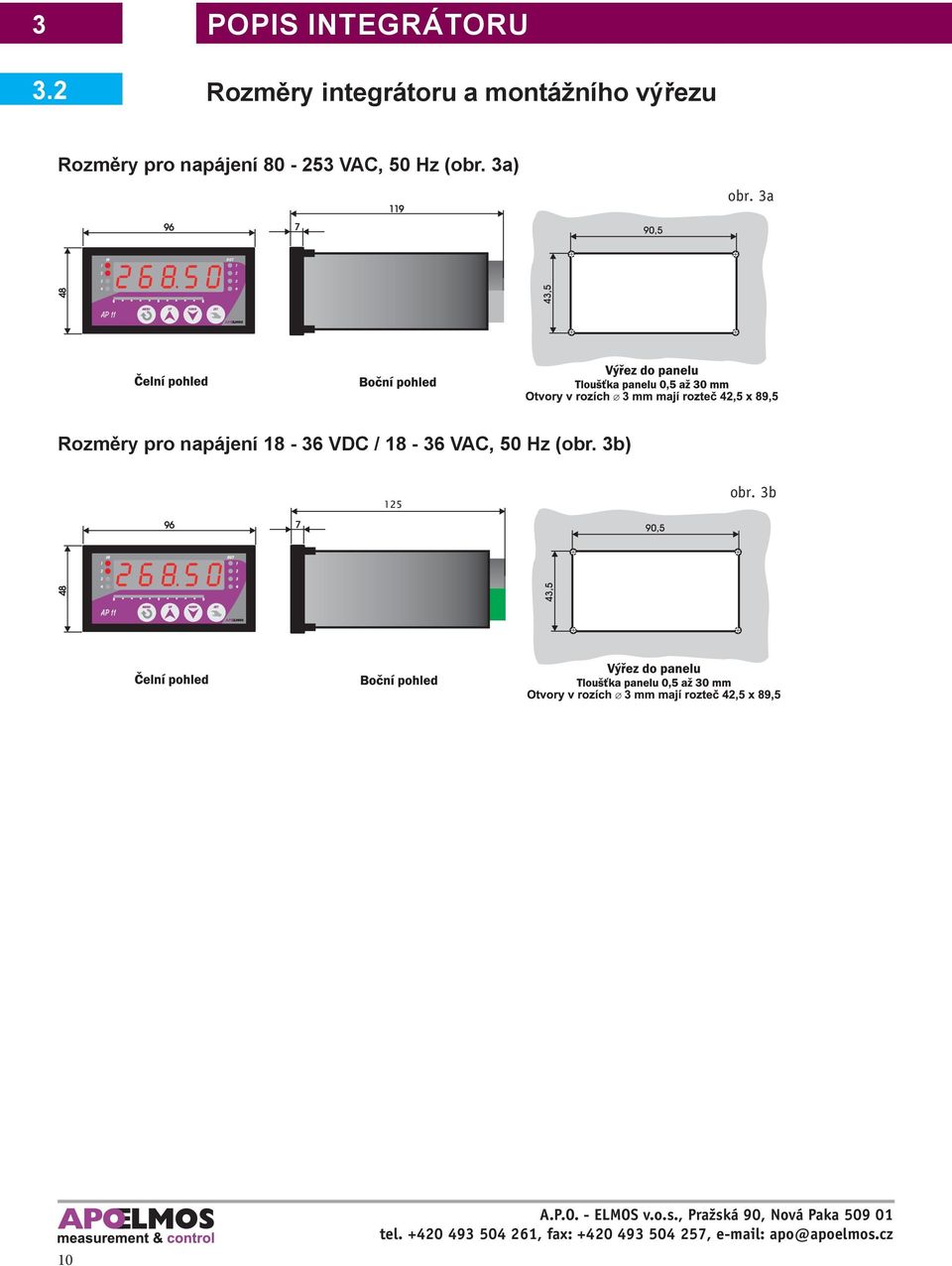 napájení 80-253 VAC, 50 Hz (obr. 3a) obr.