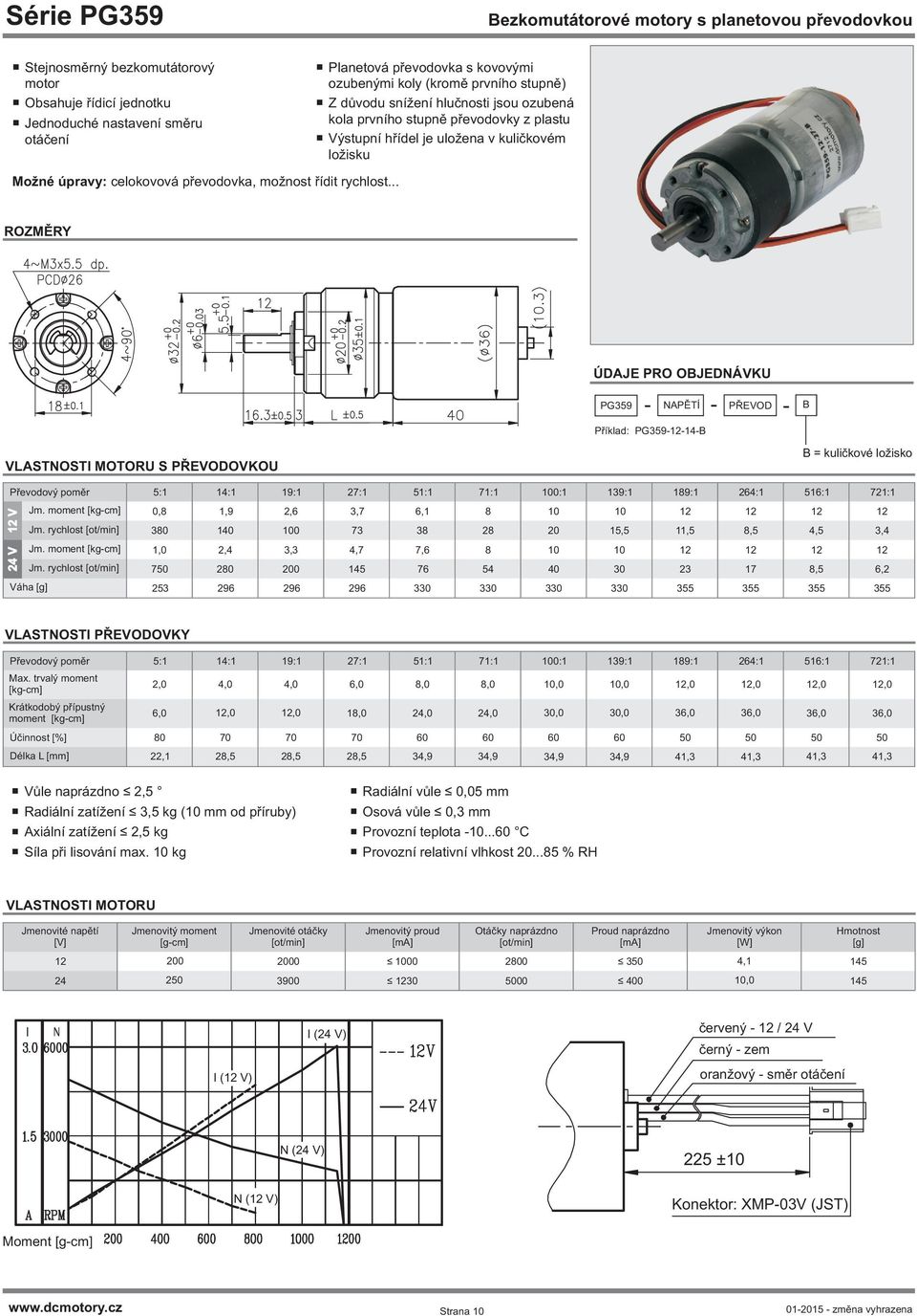 .. S PŘEVODOVKOU PG359 - NAPĚTÍ - PŘEVOD - Příklad: PG359-12-14-B B Jm.