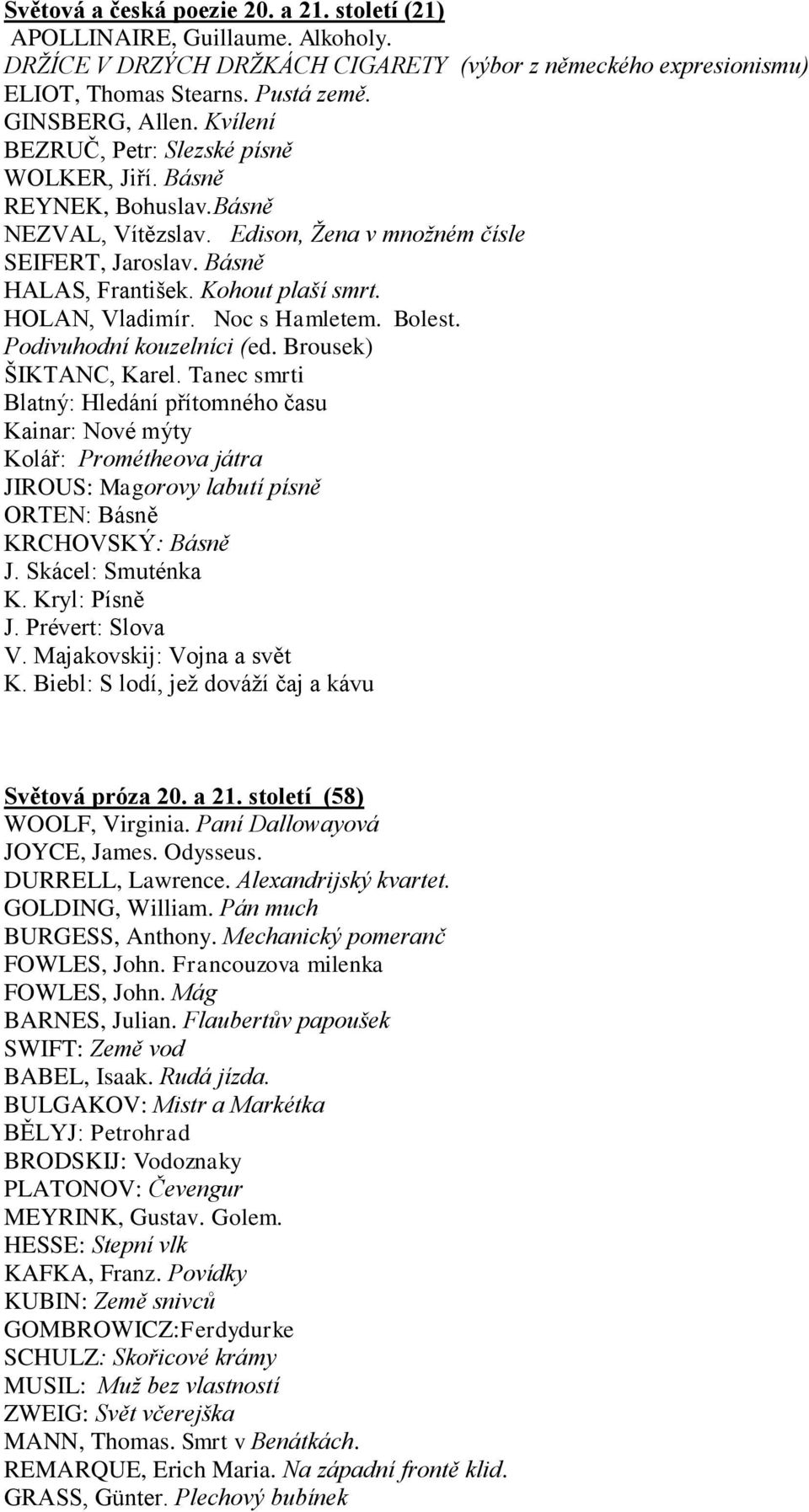 HOLAN, Vladimír. Noc s Hamletem. Bolest. Podivuhodní kouzelníci (ed. Brousek) ŠIKTANC, Karel.