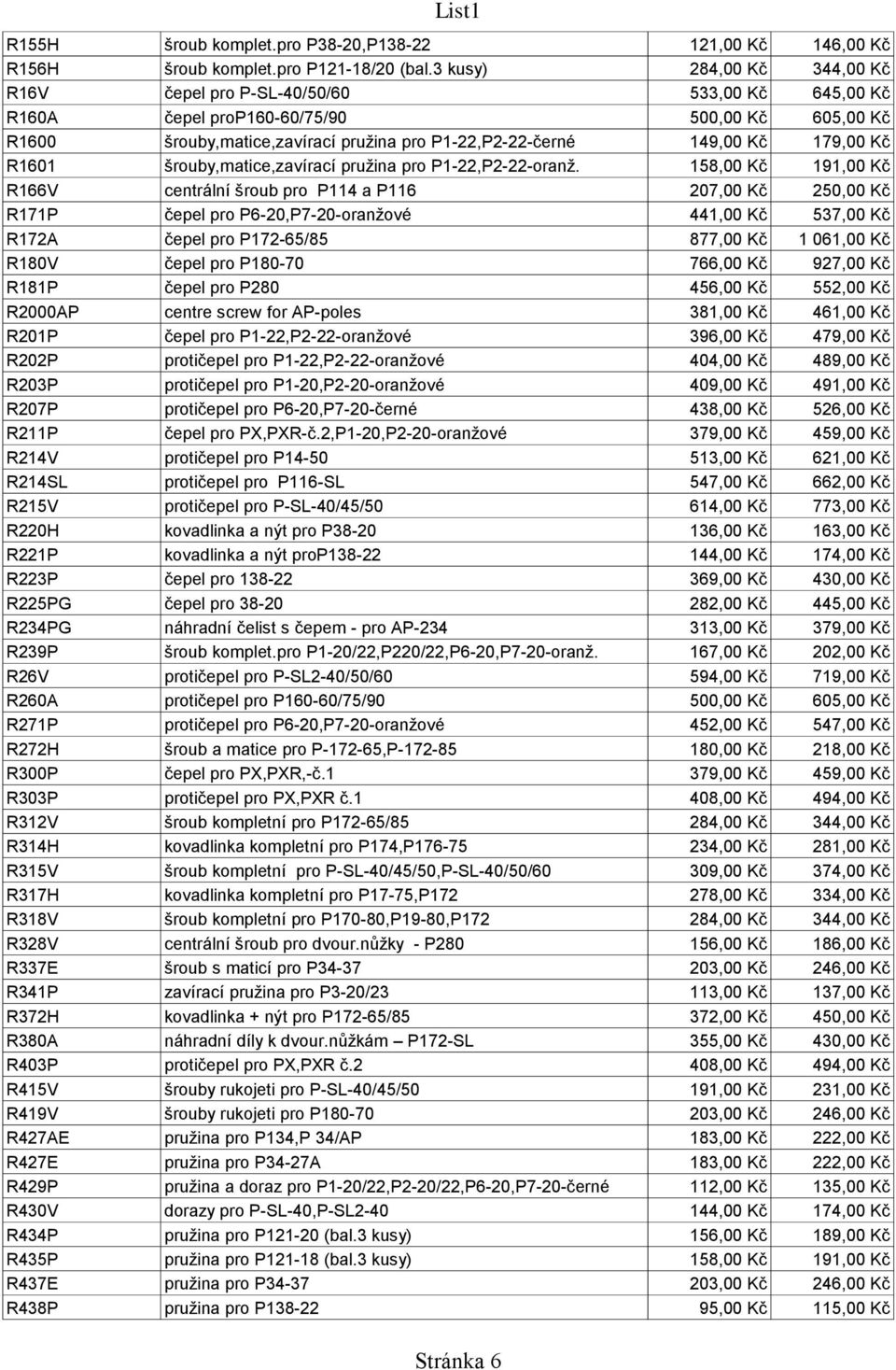 179,00 Kč R1601 šrouby,matice,zavírací pružina pro P1-22,P2-22-oranž.