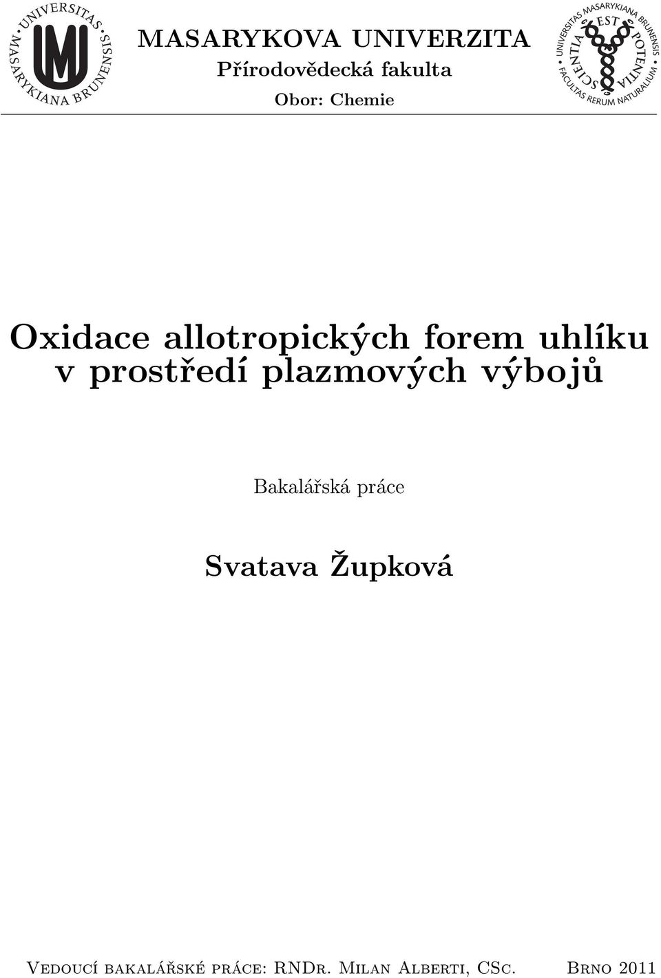 plazmových výbojů Bakalářská práce Svatava Župková