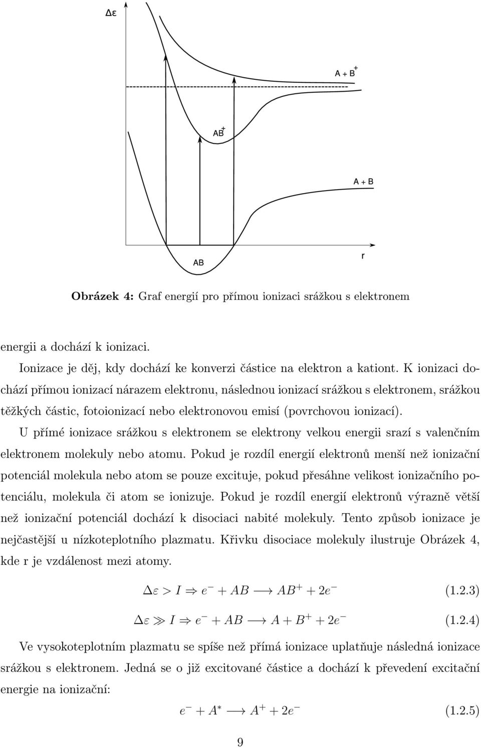 U přímé ionizace srážkou s elektronem se elektrony velkou energii srazí s valenčním elektronem molekuly nebo atomu.