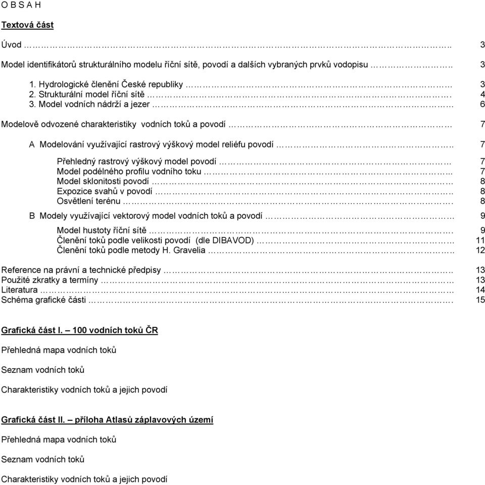 . 7 Přehledný rastrový výškový model povodí 7 Model podélného profilu vodního toku... 7 Model sklonitosti povodí 8 Expozice svahů v povodí.. 8 Osvětlení terénu.