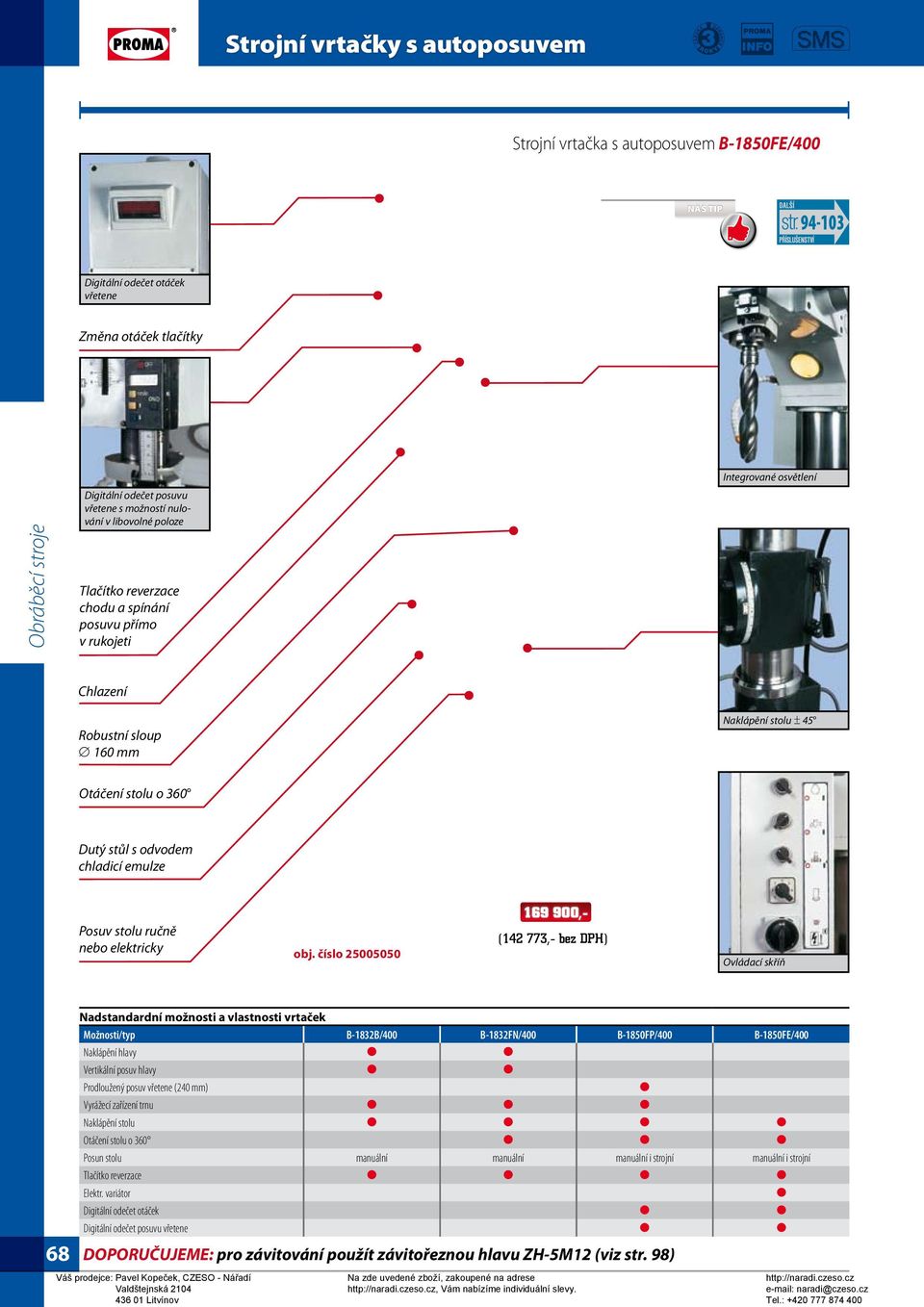 Posuv stolu ručně nebo elektricky obj.