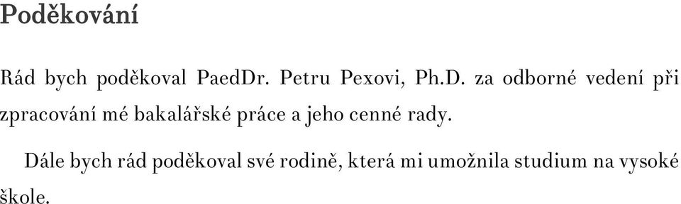 za odborné vedení při zpracování mé bakalářské