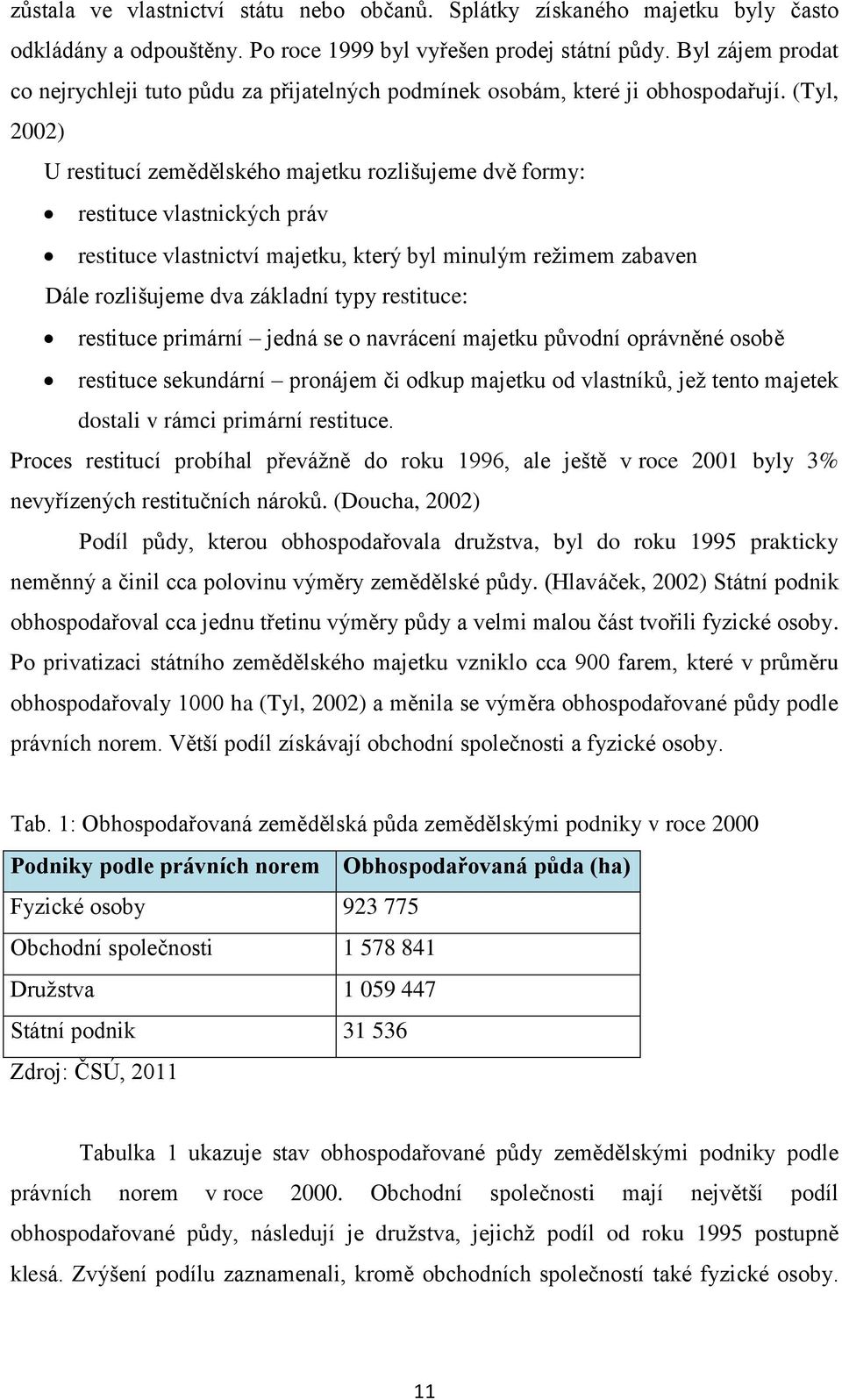 (Tyl, 2002) U restitucí zemědělského majetku rozlišujeme dvě formy: restituce vlastnických práv restituce vlastnictví majetku, který byl minulým režimem zabaven Dále rozlišujeme dva základní typy